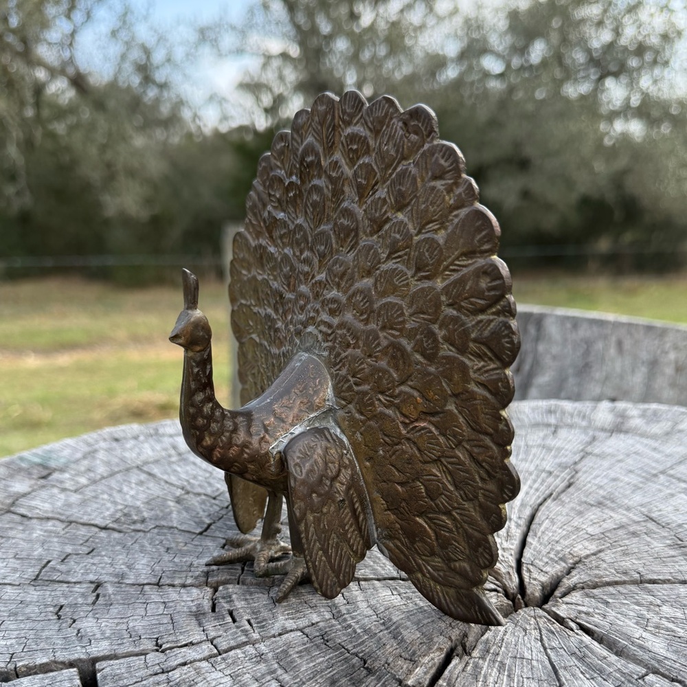 Brass Peacock Sculpture - Picture 3 of 6